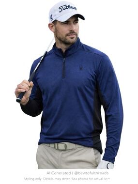 Spyder XL Navy Black 1/4 Zip Pullover Athletic Golf Tech Top